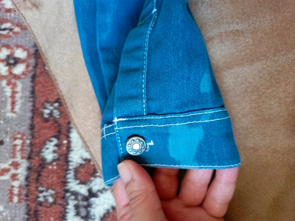 Düğmeli Mavi Kadın Denim Ceket - Görsel 3