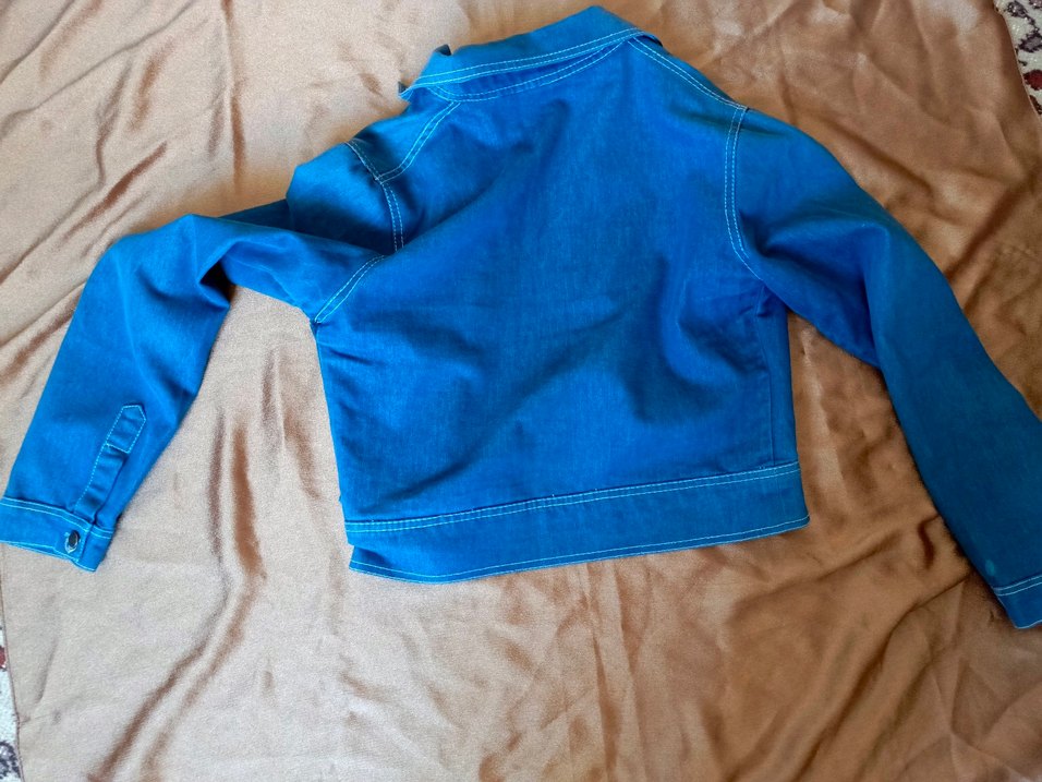 Düğmeli Mavi Kadın Denim Ceket - Görsel 4