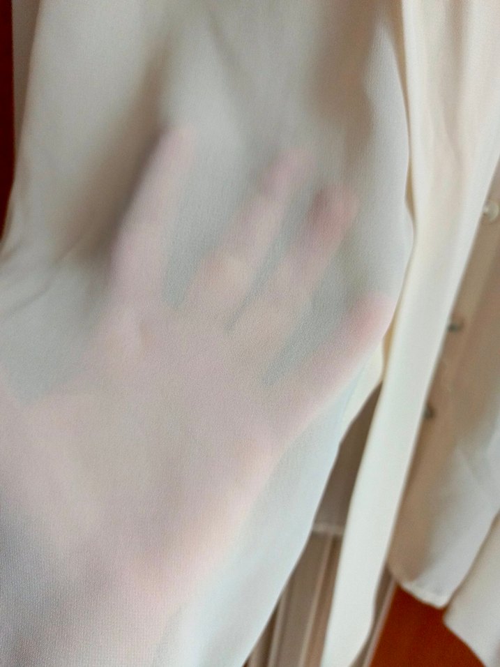 Bej transparan tarzı gömlek - Görsel 3