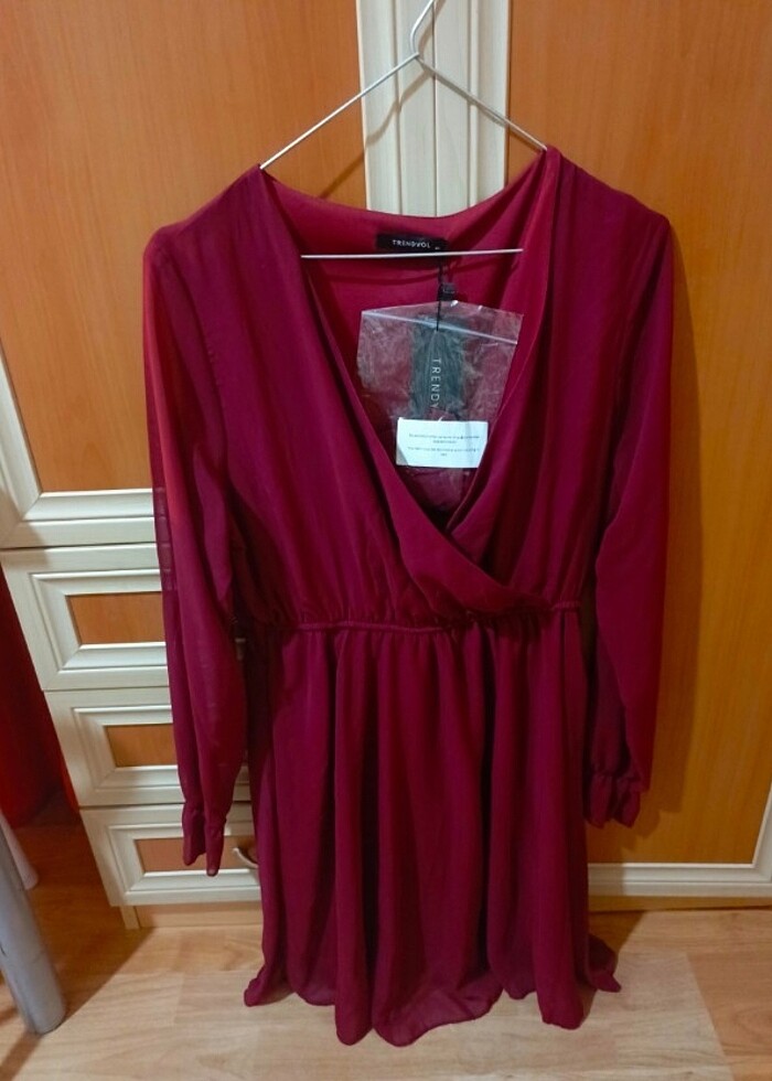 Bordo elbise - Görsel 2