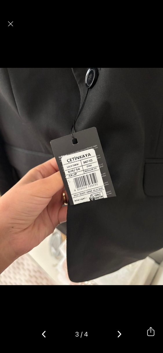 Düğmeli Siyah Erkek Takım Elbise Ceket - Görsel 2