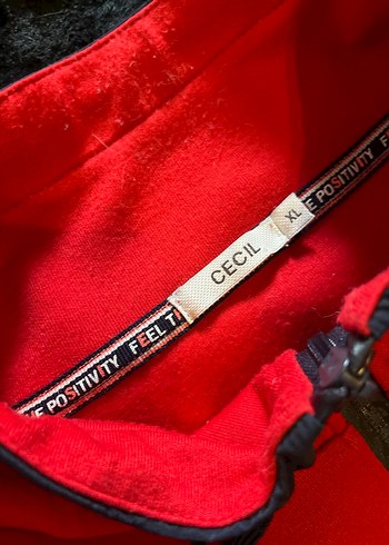 Kırmızı Deri Fermuarlı unisexs ince polar sweat - Görsel 3