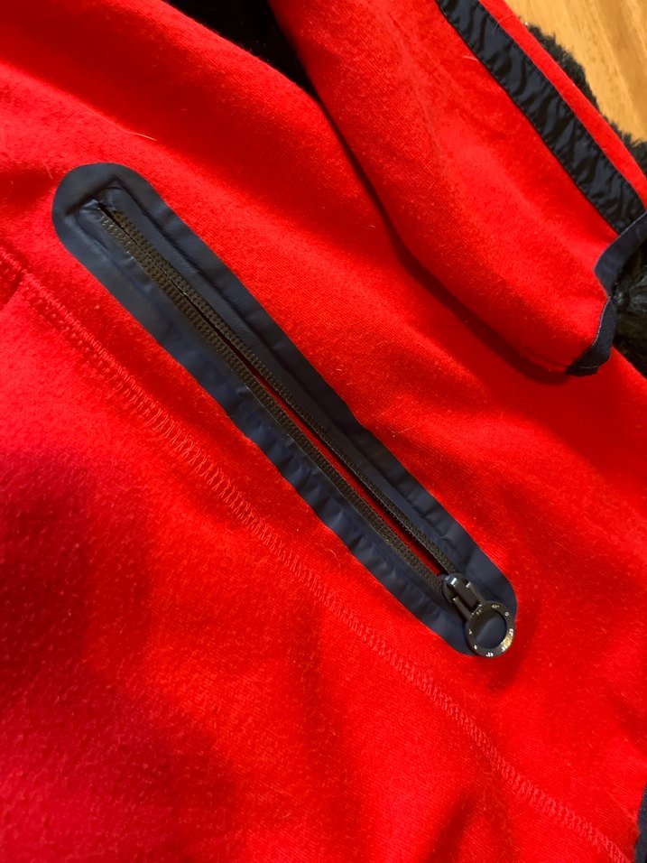 Kırmızı Deri Fermuarlı unisexs ince polar sweat - Görsel 2