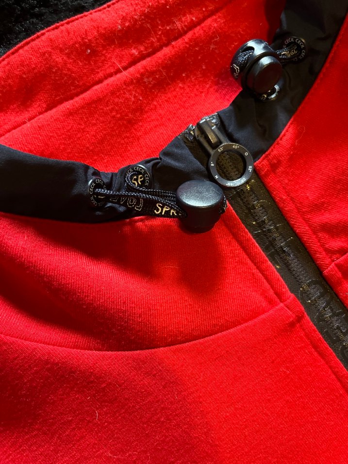 Kırmızı Deri Fermuarlı unisexs ince polar sweat - Görsel 4