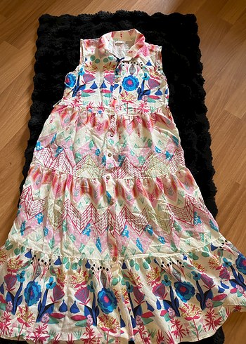 Çok Renkli Bohem Kız Elbisesi - Görsel 5