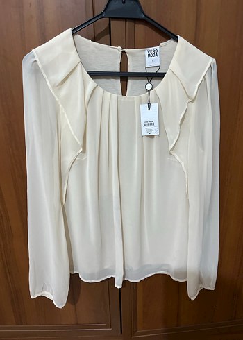 Kadın Beyaz Saten Salaş Uzun Kollu Bluz - Görsel 4