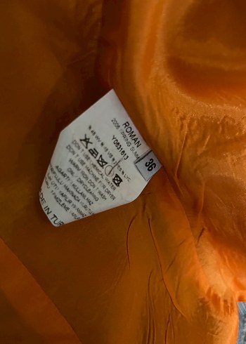 Kadın Gri turuncu kareli Roman marka 34-36 beden takım - Görsel 5