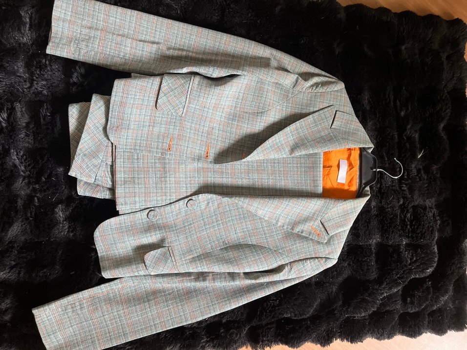 Kadın Gri turuncu kareli Roman marka 34-36 beden takım - Görsel 2