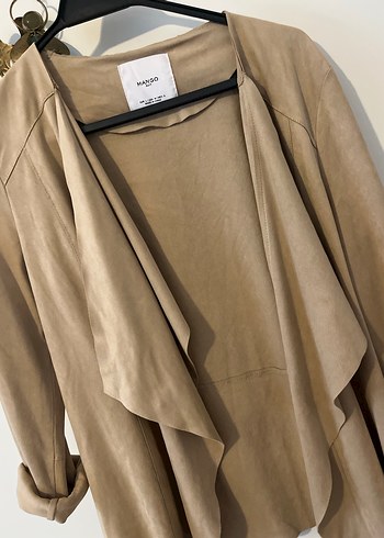 Bej Kadın Süet Salaş Midi Ceket mango - Görsel 6