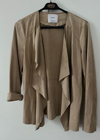 Bej Kadın Süet Salaş Midi Ceket mango - Görsel 5