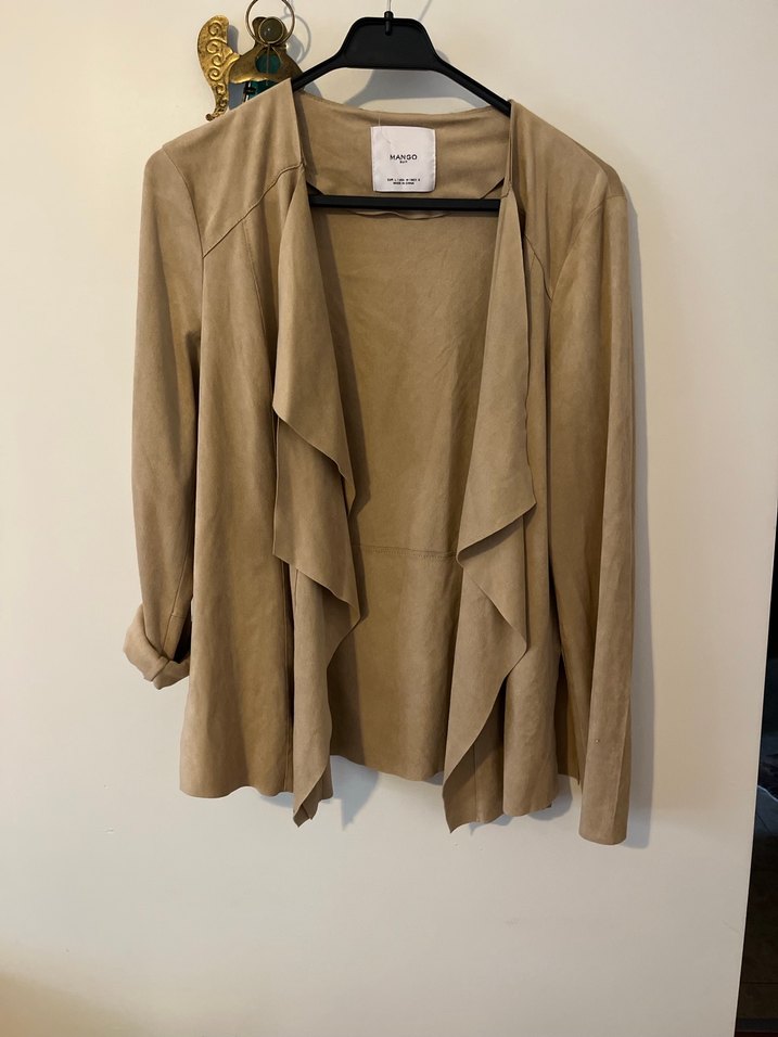 Bej Kadın Süet Salaş Midi Ceket mango - Görsel 3