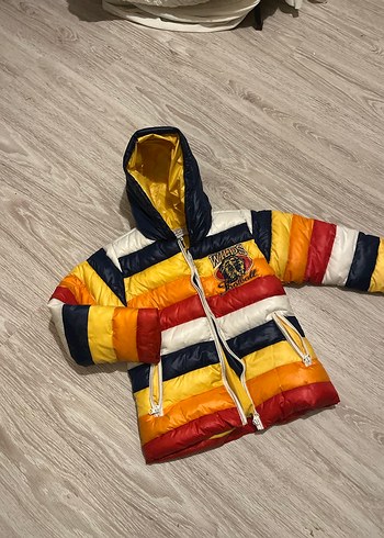 Çocuk Çok Renkli Kapüşonlu Fermuarlı Mont - Görsel 2