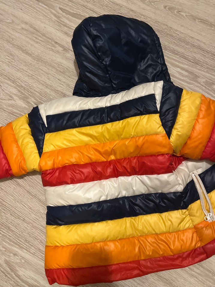 Çocuk Çok Renkli Kapüşonlu Fermuarlı Mont - Görsel 3
