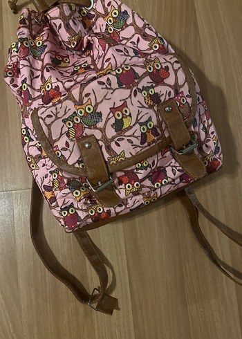 Pembe baykuş Desenli Bohem pembe  Sırt Çantası - Görsel 2