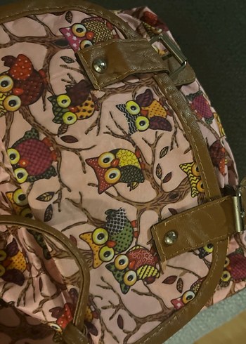 Pembe baykuş Desenli Bohem pembe  Sırt Çantası - Görsel 5