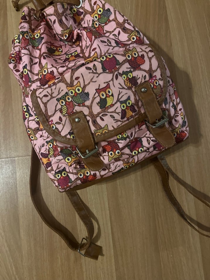 Pembe baykuş Desenli Bohem pembe  Sırt Çantası - Görsel 2