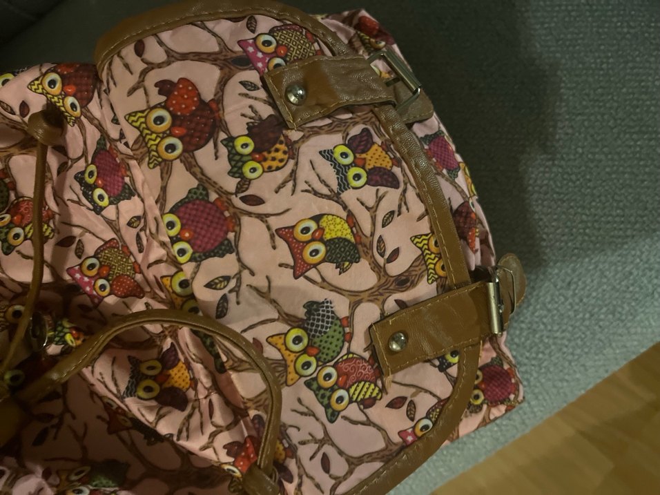 Pembe baykuş Desenli Bohem pembe  Sırt Çantası - Görsel 5