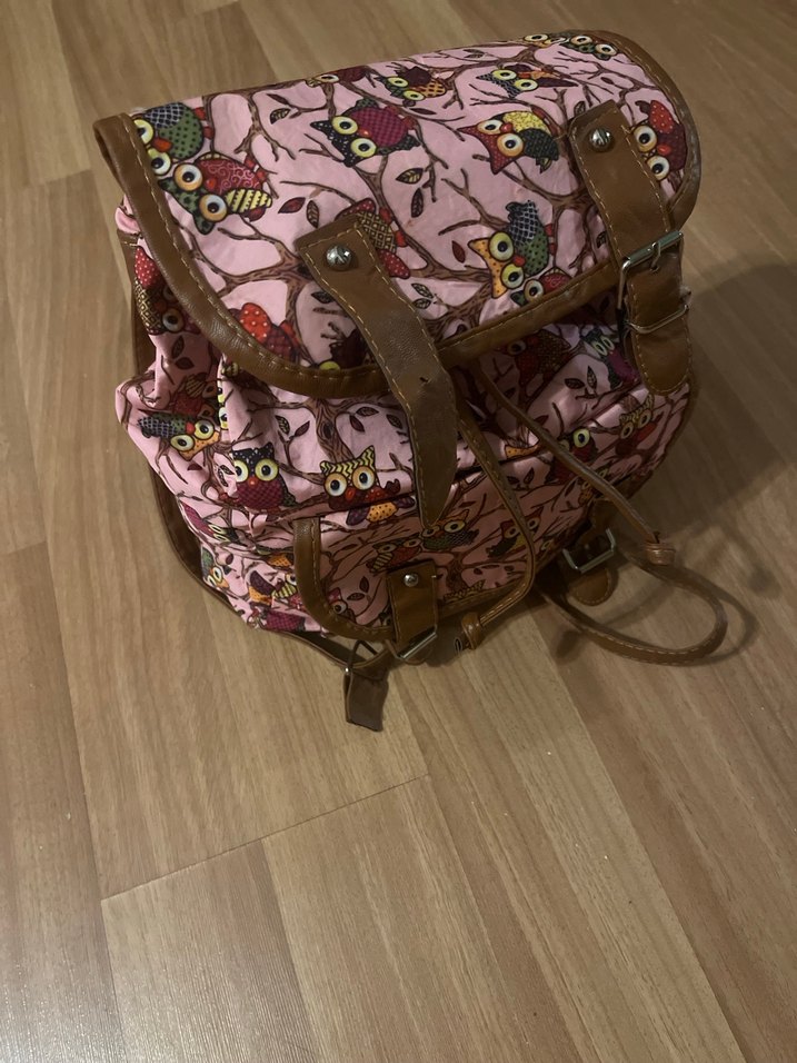 Pembe baykuş Desenli Bohem pembe  Sırt Çantası - Görsel 4