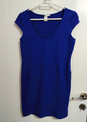 H&M Koyu Mavi V Yaka Elbise