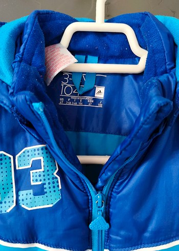 Adidas orjinal Erkek Çocuk Mavi Kapüşonlu Fermuarlı Mont - Görsel 3