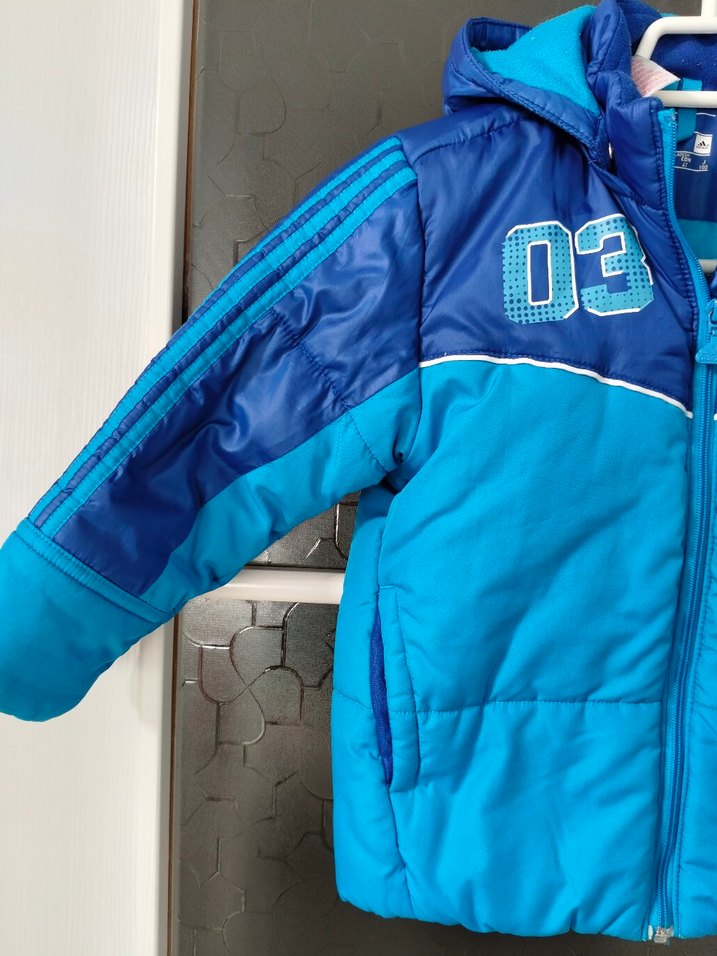 Adidas orjinal Erkek Çocuk Mavi Kapüşonlu Fermuarlı Mont - Görsel 2