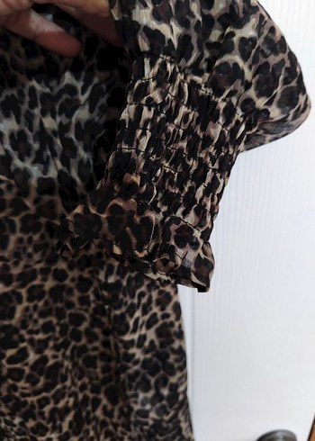 Diğer Kahverengi Leopar Desenli Uzun Kollu Bluz