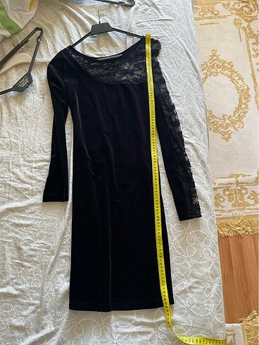 Kadife siyah elbise - Görsel 4
