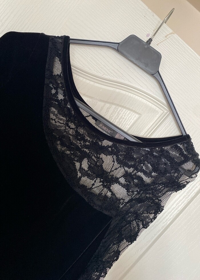 Kadife siyah elbise - Görsel 2