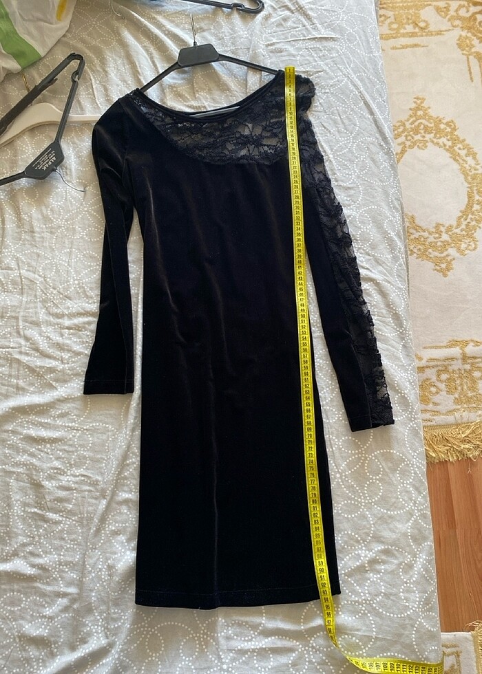 Kadife siyah elbise - Görsel 4