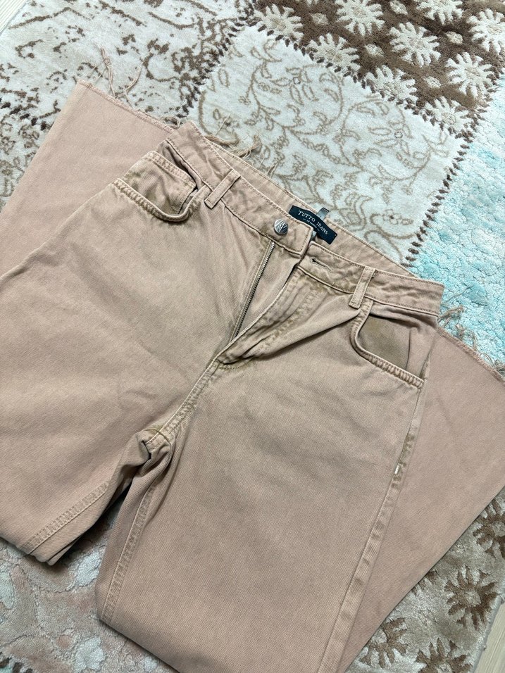 Kadın Kahverengi Düz Kesim Kot pantolon - Görsel 5