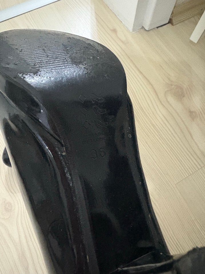 Siyah Rugan Stiletto Kadın Topuklu Ayakkabı - Görsel 3