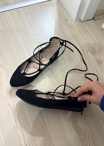 Siyah Elastik Bağcıklı Kadın Stiletto - Görsel 3