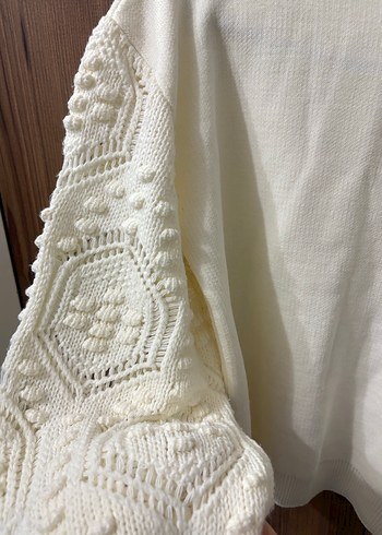 Beyaz Nakışlı Bohem Örgü Kazak - Görsel 4