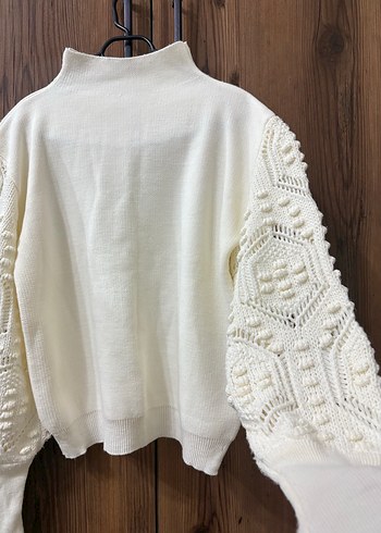 Beyaz Nakışlı Bohem Örgü Kazak - Görsel 2