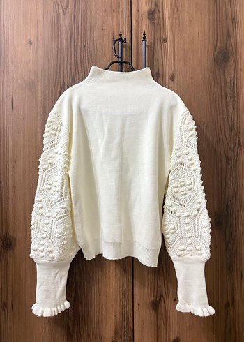 Beyaz Nakışlı Bohem Örgü Kazak - Görsel 3