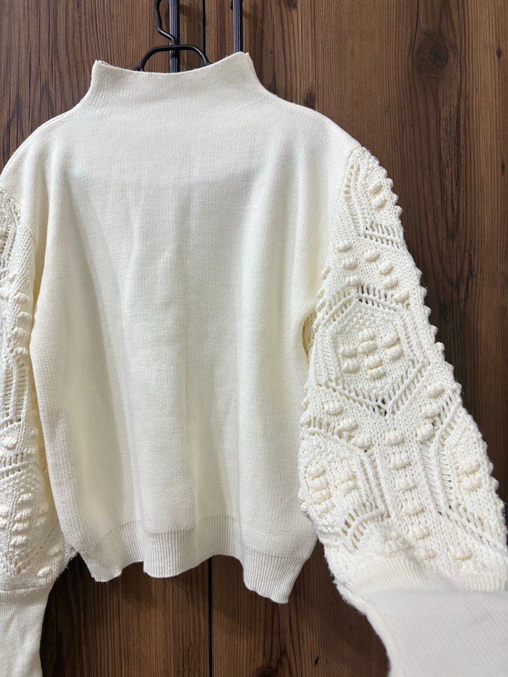 Beyaz Nakışlı Bohem Örgü Kazak - Görsel 2