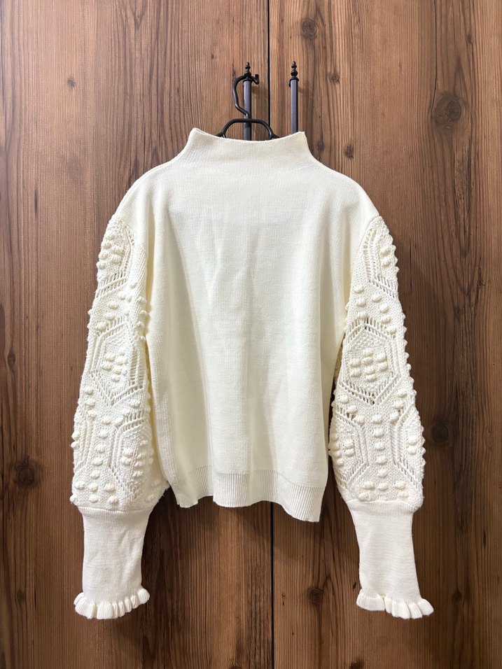 Beyaz Nakışlı Bohem Örgü Kazak - Görsel 3