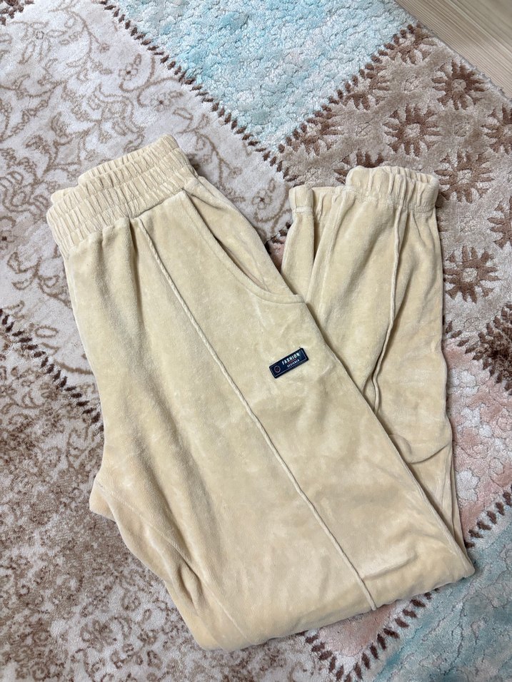 Bej Süet Salaş Kadın Eşofman Altı - Görsel 2