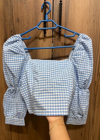 Mavi Kareli Mini Gömlek - Görsel 2