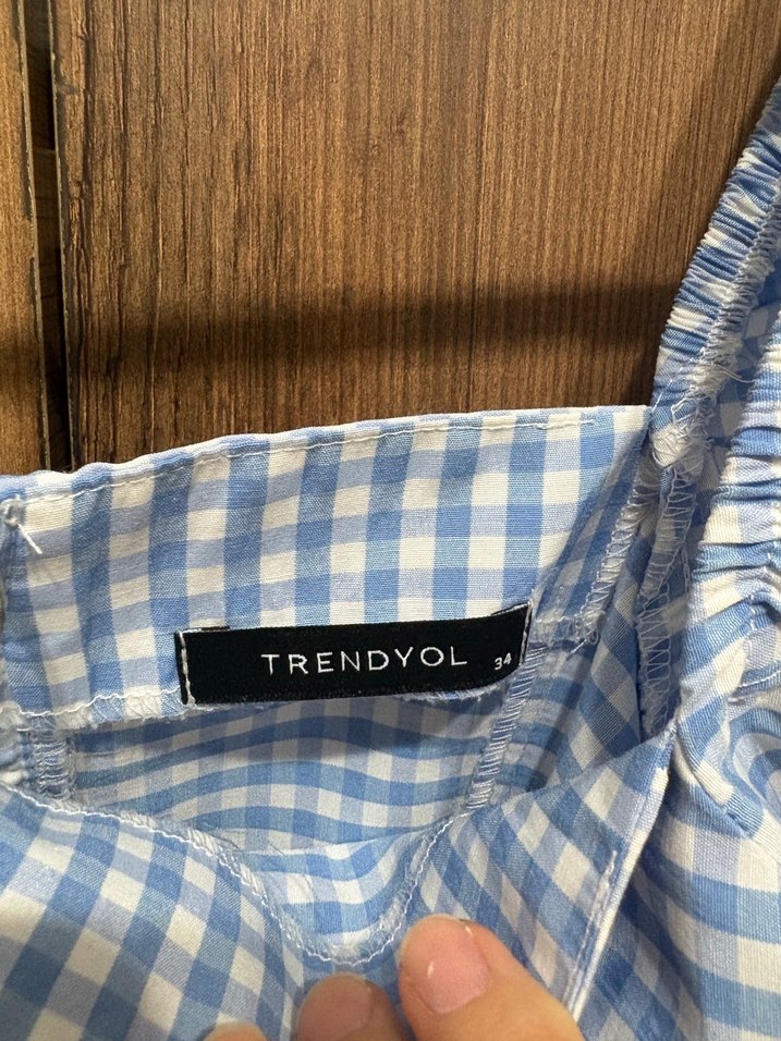 Mavi Kareli Mini Gömlek - Görsel 4