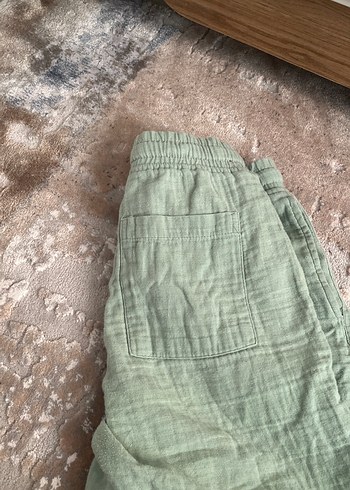 Erkek Çocuk Yeşil Keten Şort Müslin - Görsel 3