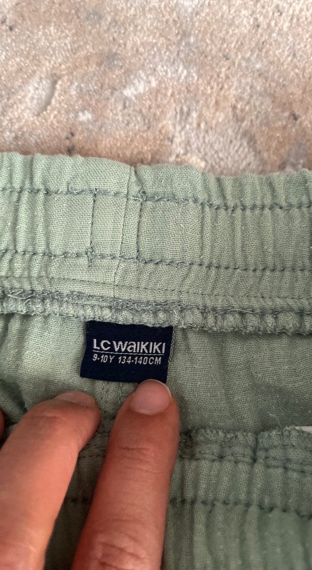 Erkek Çocuk Yeşil Keten Şort Müslin - Görsel 2