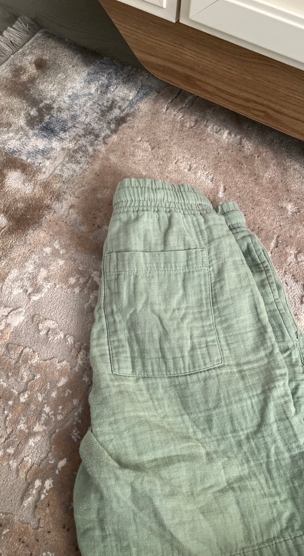 Erkek Çocuk Yeşil Keten Şort Müslin - Görsel 3