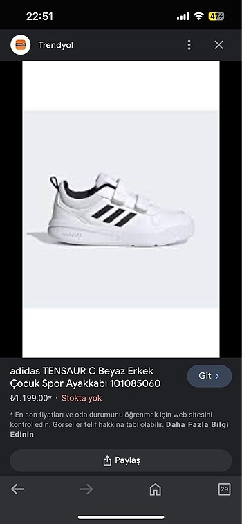 Adidas tensaur model ayakkabı