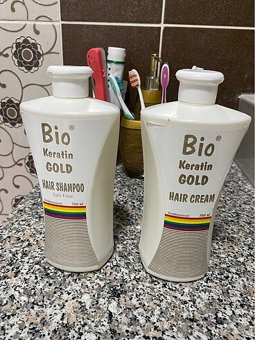 Bio Keratin Gold Marka Tuzsuz Saç Şampuanı ve Saç Kremi