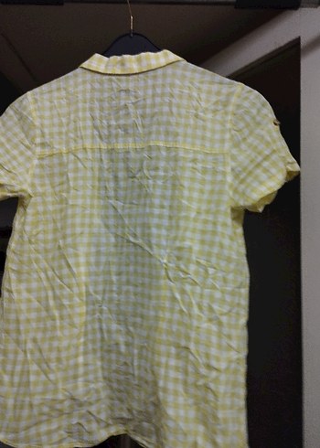 Sarı Pamuklu Düğmeli Kısa Kollu Gömlek - Görsel 8