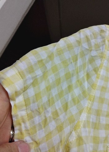 Sarı Pamuklu Düğmeli Kısa Kollu Gömlek - Görsel 7