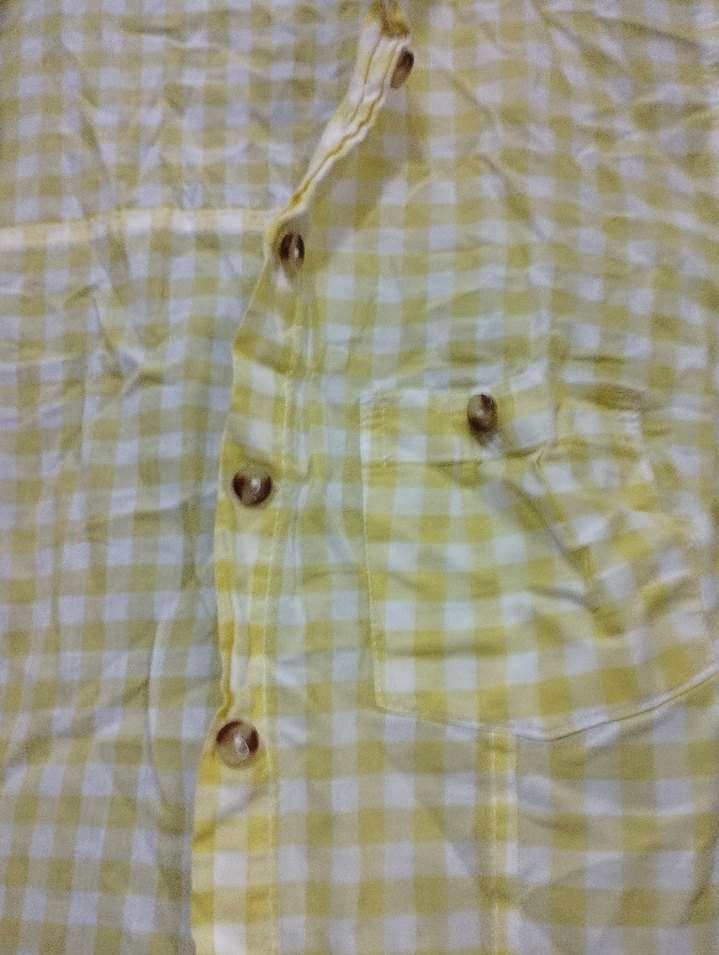 Sarı Pamuklu Düğmeli Kısa Kollu Gömlek - Görsel 3