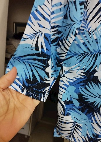 Mavi Baskılı Uzun Kollu Kadın Bluz - Görsel 2