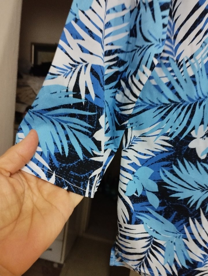 Mavi Baskılı Uzun Kollu Kadın Bluz - Görsel 2